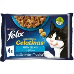 Felix Sensations Comida húmeda para Gatos en Gelatina Selección de Pescado, 48x85 gr