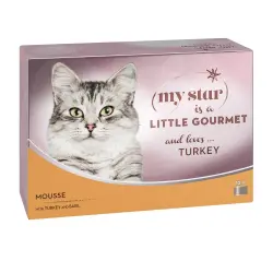 My Star Mousse Gourmet en latas 12 x 85 g para gatos - Pavo y albahaca