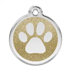 Placa identificativa Purpurina Huella perro Dorado para perros