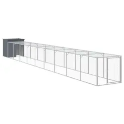 vidaXL Gallinero con corral acero galvanizado gris 110x609x110 cm