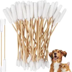 ZooVenture Bastoncillos algodón diseño animales bebés - Doble madera, 50 - 50 piezas - 15 cm