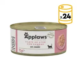 Applaws Comida Húmeda para Gatos en Caldo con Atún y Gambas, 24x156 gr