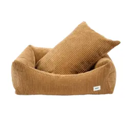 CAFIDE Cama SNOZY pana mostaza para perro - 75x60x20 cm
