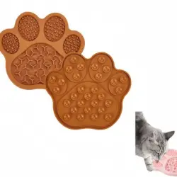 FurryFusion Alfombrilla de alimentación anti-deglución para perros y gatos - Marrón