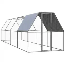 Jaula Gallinero De Acero Galvanizado 2x8x2 M Vidaxl