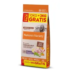 Nature's Variety Adult Medium Maxi No Grain Pienso Pavo para perros - 12 kg (10+2 kg ¡gratis!)