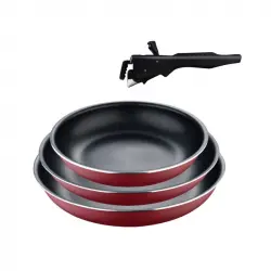 Set De Sartenes Bergner Click & Cook 4 Piezas Rojo Aluminio (4 Unidades)