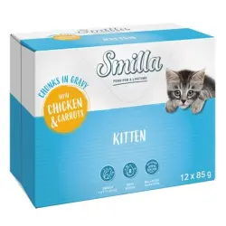 Smilla Bocaditos con verduras 48 x 85 g en oferta: 40 + 8 ¡gratis! - Kitten con pollo y zanahorias