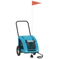 VidaXL Remolque de bicicleta mascotas hierro tela Oxford azul