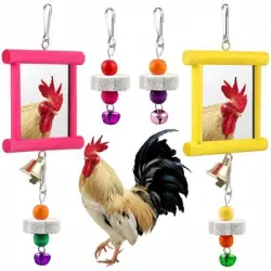 ZooVenture Conjunto de 4 juguetes con espejos y cascabeles para pájaros - 4 piezas