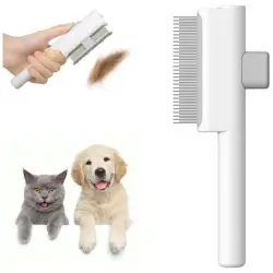 ZooVenture Peine autolimpiante con botón patentado - Modelo de dientes finos, blanco, 1 pieza