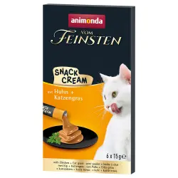 Animonda Vom Feinsten Adult Snack en crema para gatos - 6 x 15 g con pollo + hierba para gatos