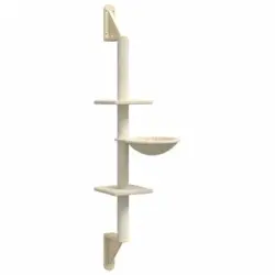 Árbol Rascador Para Gatos De Pared Crema 142,5 Cm Vidaxl