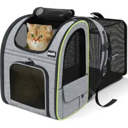 HausPets Bolsa transportadora transpirable y expandible gatos/perros - Gris - Artículo 1
