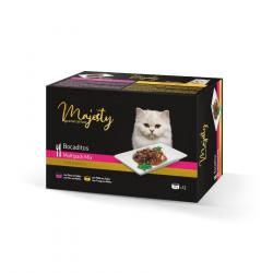 Majesty Adult Slide Mix Bocaditos en salsa lata para gatos – Pack