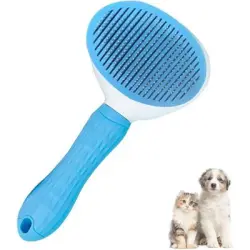 Pawffee Cepillo azul autolimpiante: peine alisador para cabello largo corto - 1 pieza