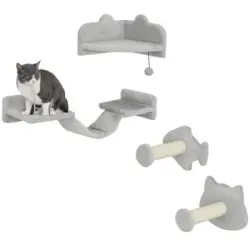 PawHut Estantes para Gato - Gris Claro