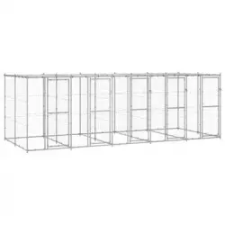 Perrera De Exterior | Jaula Para Perro | Parque Para Mascotas De Acero Con Techo 12,1 M² Cfw783919