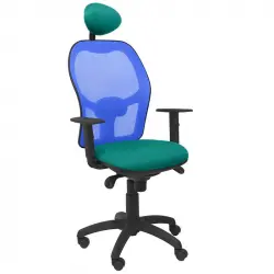 Piqueras y Crespo Jorquera Bali Silla Oficina con Cabecero Fijo Malla Azul/Turquesa