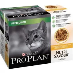 Pro Plan Nutrisavour Con Pollo - Bolsas - Para Gatos Adultos Esterilizados - 10 X 85 G