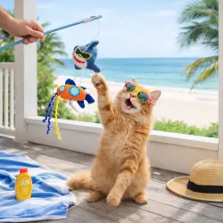 Summer Vibes Caña de Pescar con Submarino  para gatos 1 ud.