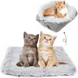UAMLY Alfombrilla lavable para gatos y almohada suave 2 en 1 - Gris: 60 x 50 cm