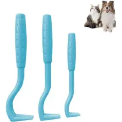 ZooVenture Kit reutilizable para la eliminación de garrapatas en mascotas - Juego de 3 piezas azules