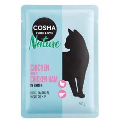 Cosma Nature 6 x 50 g en bolsitas - Pollo y jamón de pollo