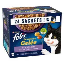 Felix Sensations 24 x 85 g  - Pack mixto en gelatina: pavo, vacuno, pescado y salmón