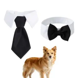 HausPets Juego de 2 collares ajustables de esmoquin negro para perros/gatos - 1 artículo