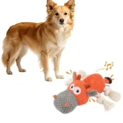 MCBOSON Vaca de peluche naranja con sonido chirriante, de algodón - 1 artículo