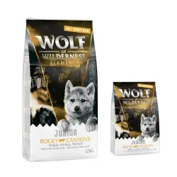 Wolf of Wilderness Junior Elements Rocky Canyons con vacuno de pasto - 12 kg