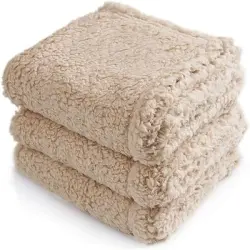 IntiMeg Manta de felpa para perros y gatos - Gris - Beige - Mediano: 76 x 104 cm