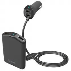 Muvit Cargador de Coche 2 USB 2.4A x 2 con Extensión 2 USB 2.4A