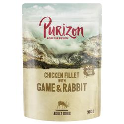 Purizon Adult 6 x 300 g sin cereales en bolsitas para perros - Carne de caza con conejo