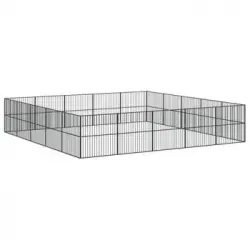 Corralito Para Perros Con 20 Paneles Acero Galvanizado Negro Vidaxl