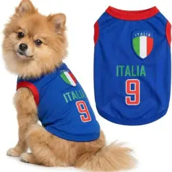 HausPets Camiseta de fútbol de Italia diseño perro transpirable color azul - 1 artículo