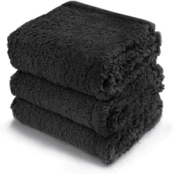 IntiMeg Manta de felpa para perros y gatos - Gris - Negro - Mediano: 76 x 104 cm