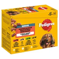 Pedigree Senior Multipack en bolsitas para perros - Selección mixta en gelatina (4 variedades) 48 x 100 g - Pack Ahorro