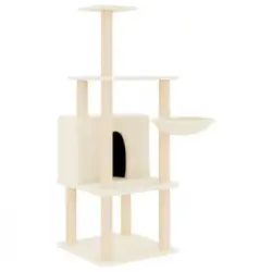 Rascador Para Gatos Con Postes De Sisal Color Crema 132 Cm Vidaxl