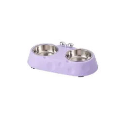 UAMLY Juego de cuencos dobles de acero inoxidable para gatos - púrpura