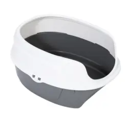 Arenero descubierto Basics para gatos - gris / blanco
