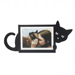 Balvi Marco Hidden Cat Color Negro Diseño en forma de gato, para los amantes de los animales Metal 15x10 cm