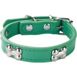 HausPets Collar acolchado de piel sintética para perro, verde, pequeño - Artículo 1