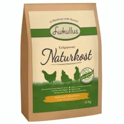 Lukullus Naturkost con pollo y arroz integral pienso prensado en frío  - 15 kg