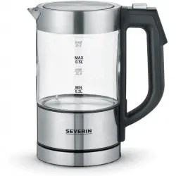 Severin WK 3458 Hervidor de Agua con Ajuste de Temperatura 0.5L 1100W Acero Inox / Cristal