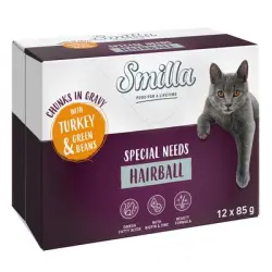 Smilla Bocaditos con verduras 48 x 85 g en oferta: 40 + 8 ¡gratis! - Adult Hairball con pavo y judías verdes