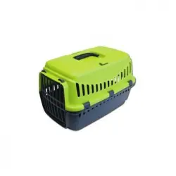 Transportin Rígido Para Mascotas Kennel Portátil Verde 45x30x35cm