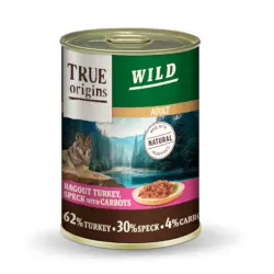 True Origins Wild Adult Dados de Pavo con Speck y Zanahorias lata para perros