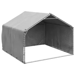 vidaXL Caseta perros exterior con cubierta acero galvanizado - 2 x 2 x 1.5 m